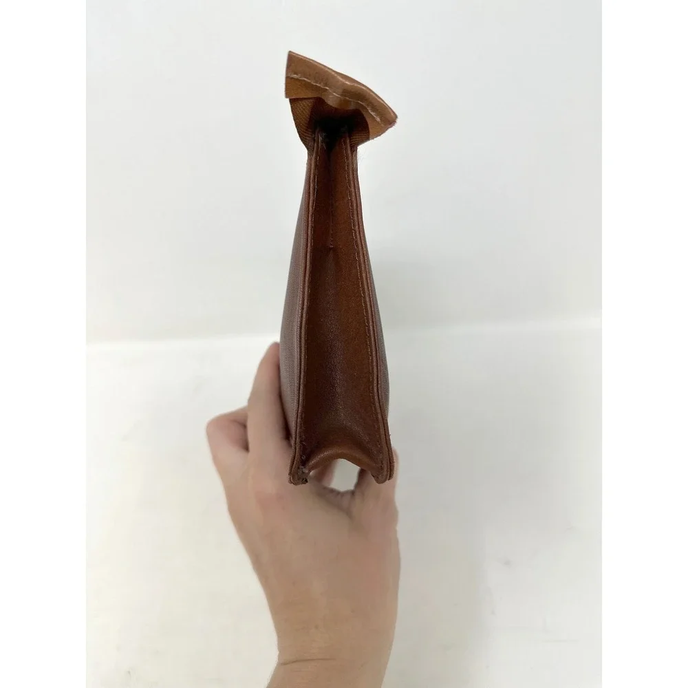 Tano Small Leather Zip‎ Pouch Brown